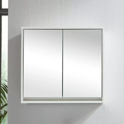 Zrcadlová koupelnová skříňka, 60 x 60 cm, bez osvětlení, dřevo, bílá - A Zrcadlová koupelnová skříňka, 60 x 60 cm, bez osvětlení, dřevo, bílá - A