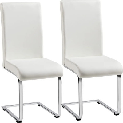 Sada 2 konzolových židlí 613639 white (2pcs), imitace kůže z polyuretanu, kovový rám, nosnost 135 kg, bílá - A Sada 2 konzolových židlí 613639 white (2pcs), imitace kůže z polyuretanu, kovový rám, nosnost 135 kg, bílá - A