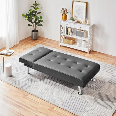 Rozkládací pohovka 611110 black, opěradlo sklápěcí, 166,5 x 76,5 x 40 cm, nosnost 280 kg - N