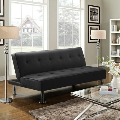 Třímístná rozkládací pohovka 613904 black, nosnost až 350 kg, černá, 166 × 92 cm - N