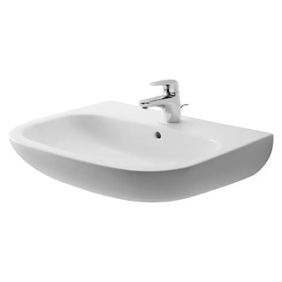 Umyvadlo DURAVIT D-Code, 65 x 50 cm, bez speciální glazury, otvor pro baterii: uprostřed, s přepadem, bílé - B