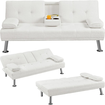Rozkládací pohovka 613684 ivory, čalouněná pohovka, nosnost 350 kg - N