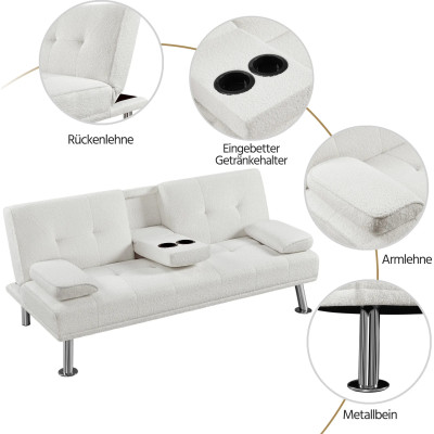 Rozkládací pohovka 613684 ivory, čalouněná pohovka, nosnost 350 kg - N