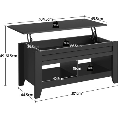 Výškově nastavitelný konferenční stolek 613522 black, odkládací stolek, stolek ze dřeva, černý - B Výškově nastavitelný konferenční stolek 613522 black, odkládací stolek, stolek ze dřeva, černý - B