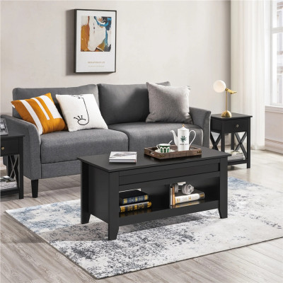Výškově nastavitelný konferenční stolek 613522 black, odkládací stolek, stolek ze dřeva, černý - B Výškově nastavitelný konferenční stolek 613522 black, odkládací stolek, stolek ze dřeva, černý - B