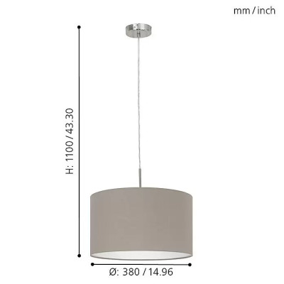 Kulaté závěsné světlo Pasteri, průměr: 380 mm, barva stínidla: Taupe - N Kulaté závěsné světlo Pasteri, průměr: 380 mm, barva stínidla: Taupe - N