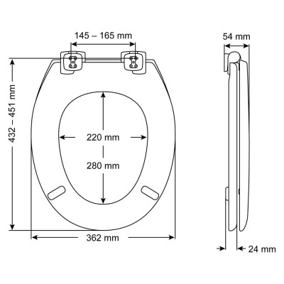 Záchodové sedátko La Digue, termoplast, bílý, s mechanismem tlumeného zavírání - A Záchodové sedátko La Digue, termoplast, bílý, s mechanismem tlumeného zavírání - A