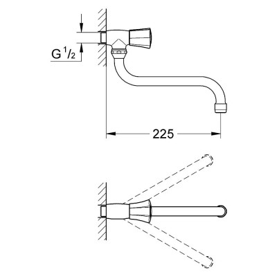 Nástěnný ventil pro studenou vodu GROHE Costa L, chrom - A Nástěnný ventil pro studenou vodu GROHE Costa L, chrom - A
