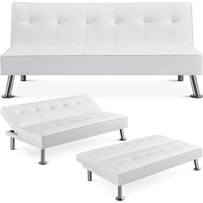 Rozkládací pohovka 611109 white, opěradlo sklopné, 166,5 x 94 x 40 cm, nosnost 350 kg, bílá - A Rozkládací pohovka 611109 white, opěradlo sklopné, 166,5 x 94 x 40 cm, nosnost 350 kg, bílá - A