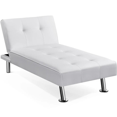 Lenoška z umělé kůže 611110 white, s chromovanými kovovými nohami, bílá - B Lenoška z umělé kůže 611110 white, s chromovanými kovovými nohami, bílá - B