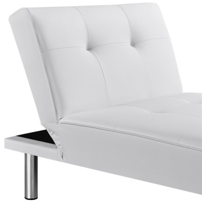 Lenoška z umělé kůže 611110 white, s chromovanými kovovými nohami, bílá - B Lenoška z umělé kůže 611110 white, s chromovanými kovovými nohami, bílá - B