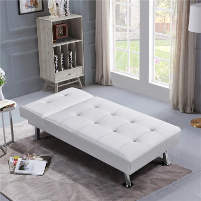 Lenoška z umělé kůže 611110 white, s chromovanými kovovými nohami, bílá - B Lenoška z umělé kůže 611110 white, s chromovanými kovovými nohami, bílá - B