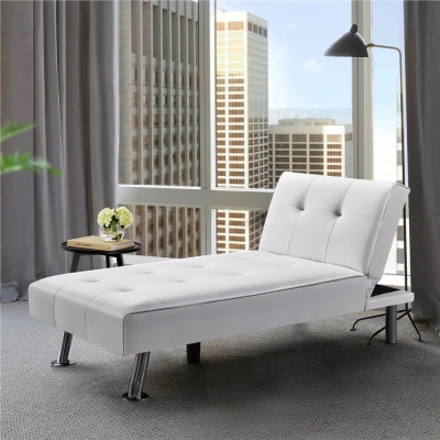Lenoška z umělé kůže 611110 white, s chromovanými kovovými nohami, bílá - B Lenoška z umělé kůže 611110 white, s chromovanými kovovými nohami, bílá - B
