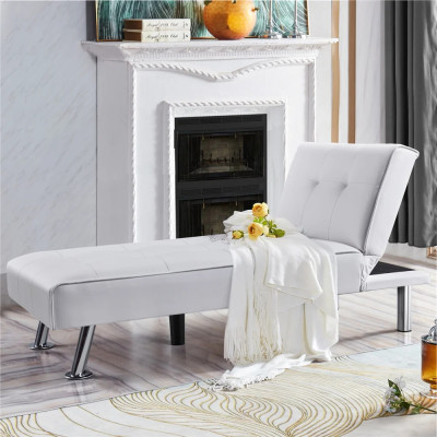 Lenoška z umělé kůže 611110 white, s chromovanými kovovými nohami, bílá - B