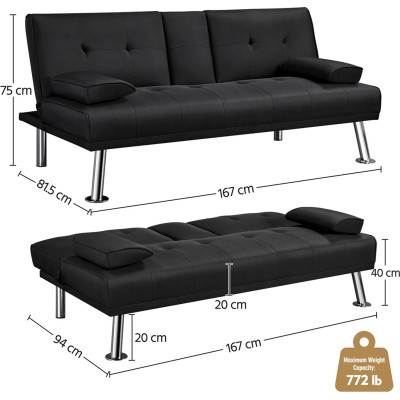 copy of Rozkládací pohovka 613684 black, čalouněná pohovka, nosnost 350 kg - N