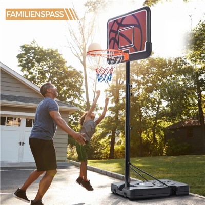 Basketbalový stojan s košem 613988 black/orange, 233 - 308 cm, výškově nastavitelný s kolečky - N