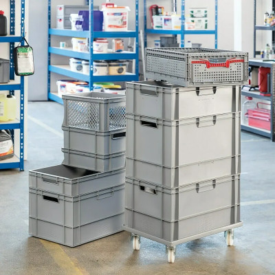 Přepravní vozík pro euroboxy, 62 x 42 cm, nosnost: 250 kg - A Přepravní vozík pro euroboxy, 62 x 42 cm, nosnost: 250 kg - A