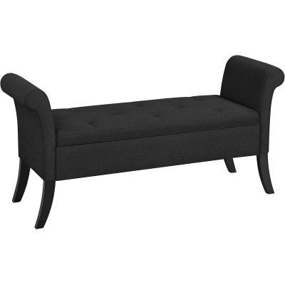 Lavice s úložným prostorem 613747 black, s područkami, max. zatížitelnost 300 kg, potah z látky, výška sedáku 46 cm, černá - B Lavice s úložným prostorem 613747 black, s područkami, max. zatížitelnost 300 kg, potah z látky, výška sedáku 46 cm, černá - B