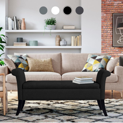 Lavice s úložným prostorem 613747 black, s područkami, max. zatížitelnost 300 kg, potah z látky, výška sedáku 46 cm, černá - B Lavice s úložným prostorem 613747 black, s područkami, max. zatížitelnost 300 kg, potah z látky, výška sedáku 46 cm, černá - B