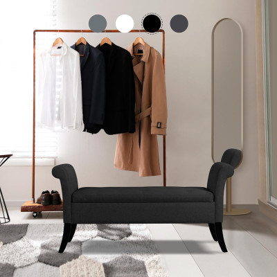 Lavice s úložným prostorem 613747 black, s područkami, max. zatížitelnost 300 kg, potah z látky, výška sedáku 46 cm, černá - B Lavice s úložným prostorem 613747 black, s područkami, max. zatížitelnost 300 kg, potah z látky, výška sedáku 46 cm, černá - B