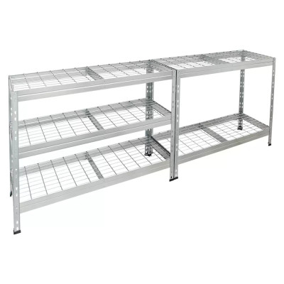 Zátěžový regál, 180 x 120 x 45 cm, nosnost na polici: 225 kg, počet polic: 5 ks, zásuvné, stříbrná - N