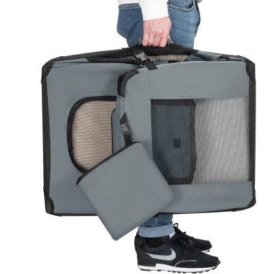 Skládací přepravní box pro psy Lassie M, 42 x 60 x 44 cm, šedý - A Skládací přepravní box pro psy Lassie M, 42 x 60 x 44 cm, šedý - A