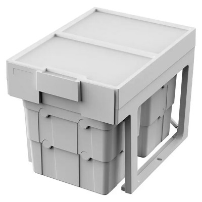 Vestavný odpadkový koš Essensa Easywaste, 32 l, plast, šedá, objem 2 x 16 l - A Vestavný odpadkový koš Essensa Easywaste, 32 l, plast, šedá, objem 2 x 16 l - A