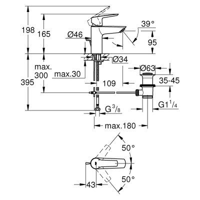 Umyvadlová baterie GROHE QuickFix Start, velikost S, chrom, lesklý - A