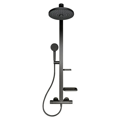 Horní sprchová sada Alu+, černá, průměr sprchové hlavice: 26 cm - N
