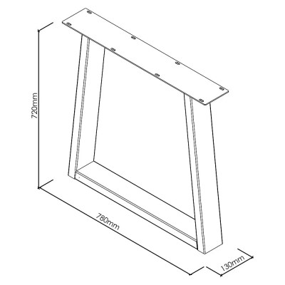 Noha stolu Emden, 780 x 130 x 720 mm, černá, 2 ks - B Noha stolu Emden, 780 x 130 x 720 mm, černá, 2 ks - B