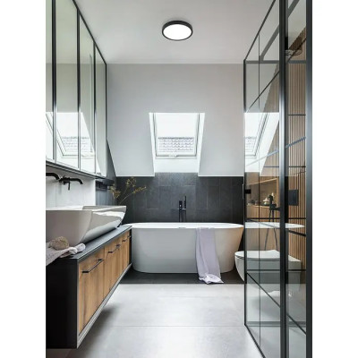 Kulaté LED stropní svítidlo Fueva 5, 285 mm x 2,8 cm, černá/bílá, teplá bílá - A Kulaté LED stropní svítidlo Fueva 5, 285 mm x 2,8 cm, černá/bílá, teplá bílá - A