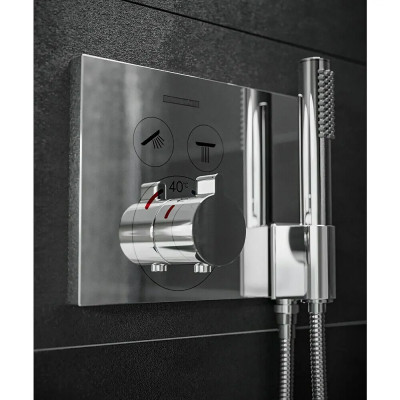 Podomítková termostatická baterie ShowerSelect s Fixfit a jednotkou Porter, chrom, lesklá - A Podomítková termostatická baterie ShowerSelect s Fixfit a jednotkou Porter, chrom, lesklá - A