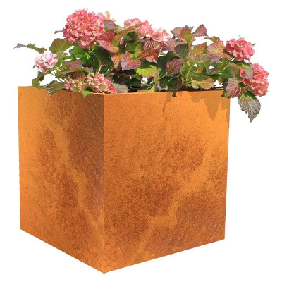 Čtvercový květináč Exclusive Line Nora, 50 x 50 x 50 cm, kov, červenohnědá - A Čtvercový květináč Exclusive Line Nora, 50 x 50 x 50 cm, kov, červenohnědá - A