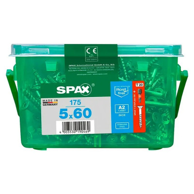Šroub se zapuštěnou hlavou SPAX T-Star Plus, 5 x 60 mm, nerezová ocel A2, 175 ks - N Šroub se zapuštěnou hlavou SPAX T-Star Plus, 5 x 60 mm, nerezová ocel A2, 175 ks - N