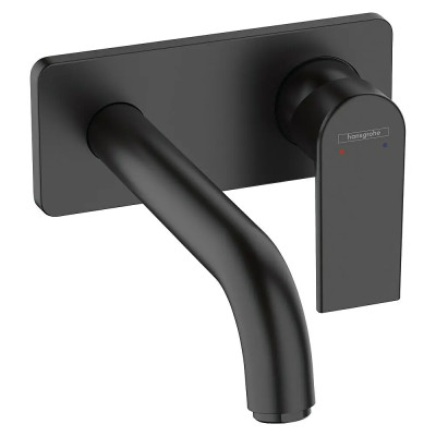 Nástěnná umyvadlová baterie HANSGROHE Vernis Shape, černá, matná, výčnělek baterie: 21,9 cm - A Nástěnná umyvadlová baterie HANSGROHE Vernis Shape, černá, matná, výčnělek baterie: 21,9 cm - A