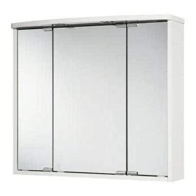 Zrcadlová skříňka LED Lumo, 67,5 x 60 cm, dřevo, bílá - B