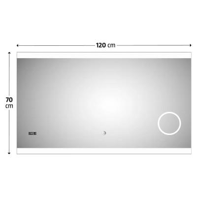 Zrcadlo DSK s podsvícením, stříbrný lesk 2.0, 120 x 70 cm - A