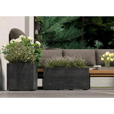 Květináč Millennium, 59 x 25 x 25 cm, plast, antracit - B Květináč Millennium, 59 x 25 x 25 cm, plast, antracit - B