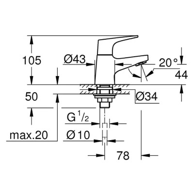 Stojánková baterie na studenou vodu GROHE XS-Size, chrom, lesklý - B Stojánková baterie na studenou vodu GROHE XS-Size, chrom, lesklý - B