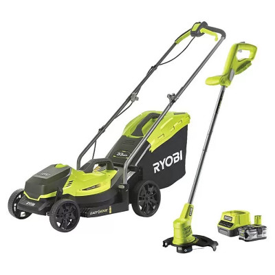 Kombinovaná sada akumulátorové sekačky na trávu RYOBI ONE+ RLM1833BLT1825M s akumulátorovou vyžínačkou - N