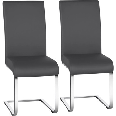 Sada 2 jídelních židlí 613639 dark gray, umělá kůže a kov - B