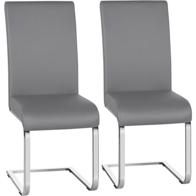 Jídelní židle, sada 2 kusů 613639 light gray, umělá kůže, kovový rám - B