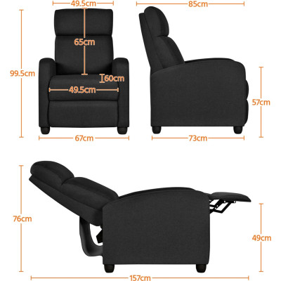 TV křeslo 610887 black, čalouněné křeslo, polohovací křeslo, černé - A