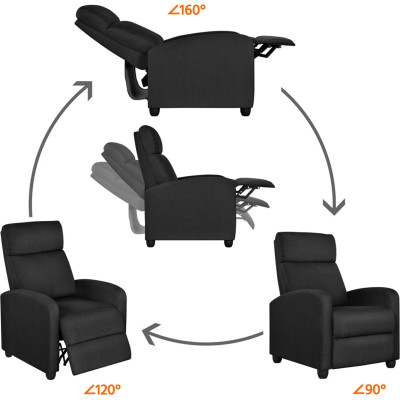 TV křeslo 610887 black, čalouněné křeslo, polohovací křeslo, černé - A