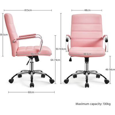 Ergonomická otočná manažerská židle 591884 pink, 130 kg, růžová - A