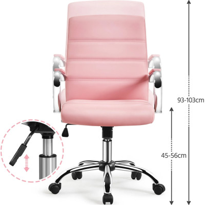 Ergonomická otočná manažerská židle 591884 pink, 130 kg, růžová - A