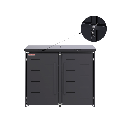 Přístřešek na popelnice D07GG2, na 2 popelnice, celokovový kryt, moderní, antracit