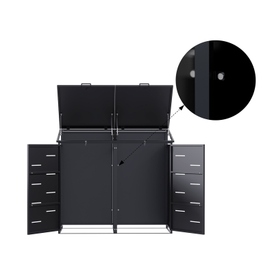 Přístřešek na popelnice D07GG2, na 2 popelnice, celokovový kryt, moderní, antracit