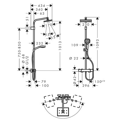 Sprchový systém HANSGROHE Moventa E 230, chrom - N