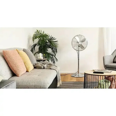Ventilátor stojanový Retro, 60 W, ø 40 × 125 cm, stříbrný - B Ventilátor stojanový Retro, 60 W, ø 40 × 125 cm, stříbrný - B